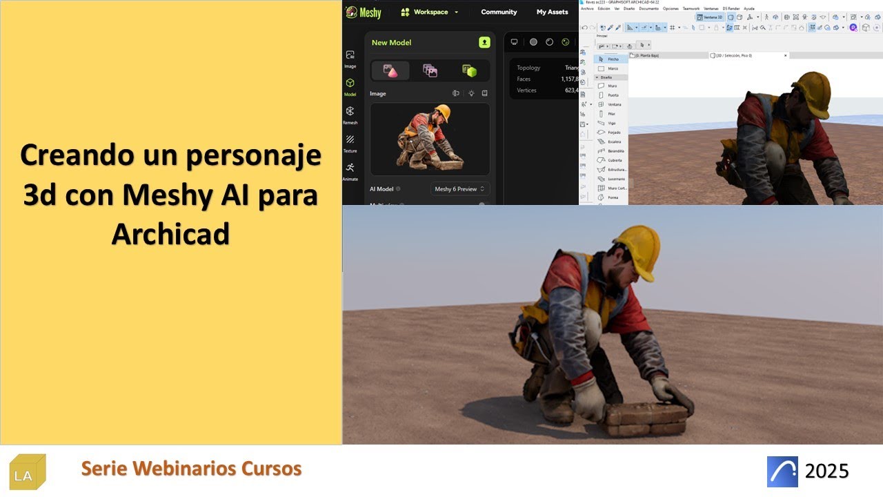 #archicad Creando un personaje 3d con Meshy AI para Archicad