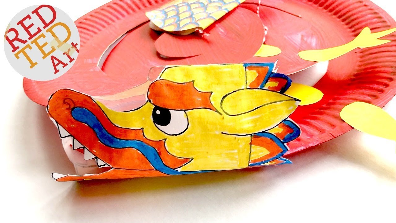 Paper Plate Dragon Twirler DIY - including Paper Dragon Printable