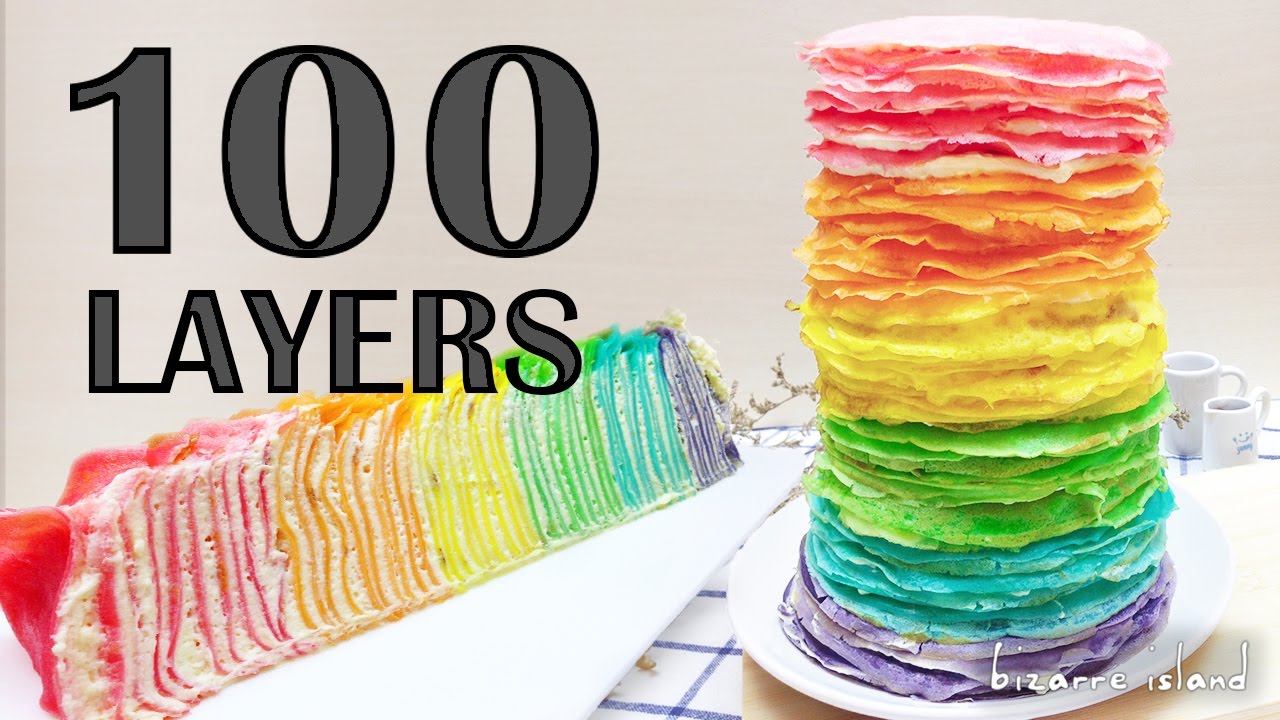 100-Layers Crepe Cake | Rainbow Mille Crepe Cake💯 | bizarre island