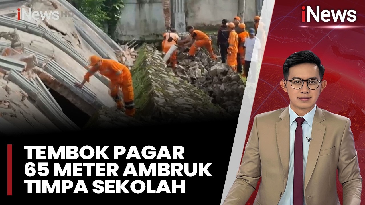 Tembok Pagar 65 Meter Ambruk Timpa Sekolah, Satu Kelas Rusak Tanpa Korban | iNews Pagi (16/02)