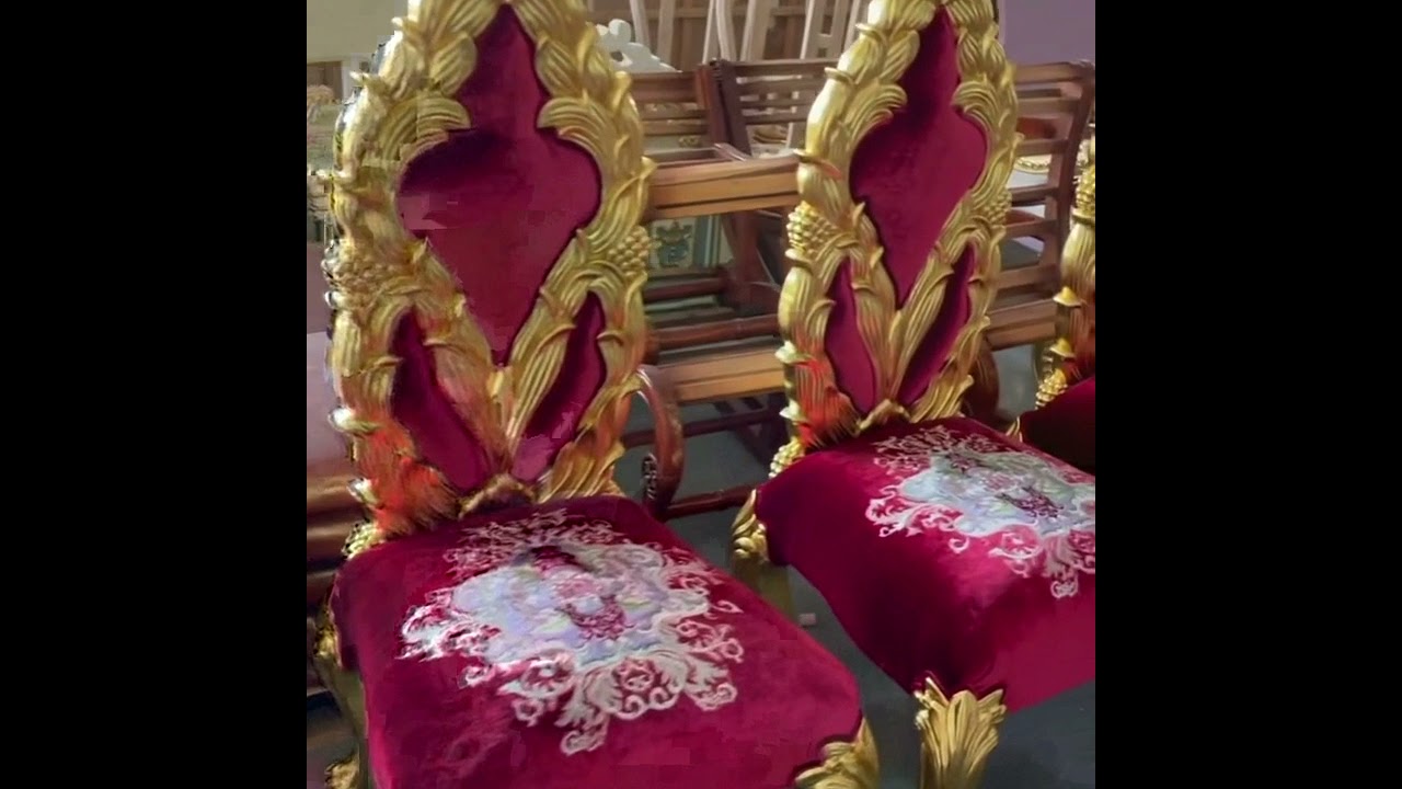 Luxury european-style classical wooden carved home dining chair furniture