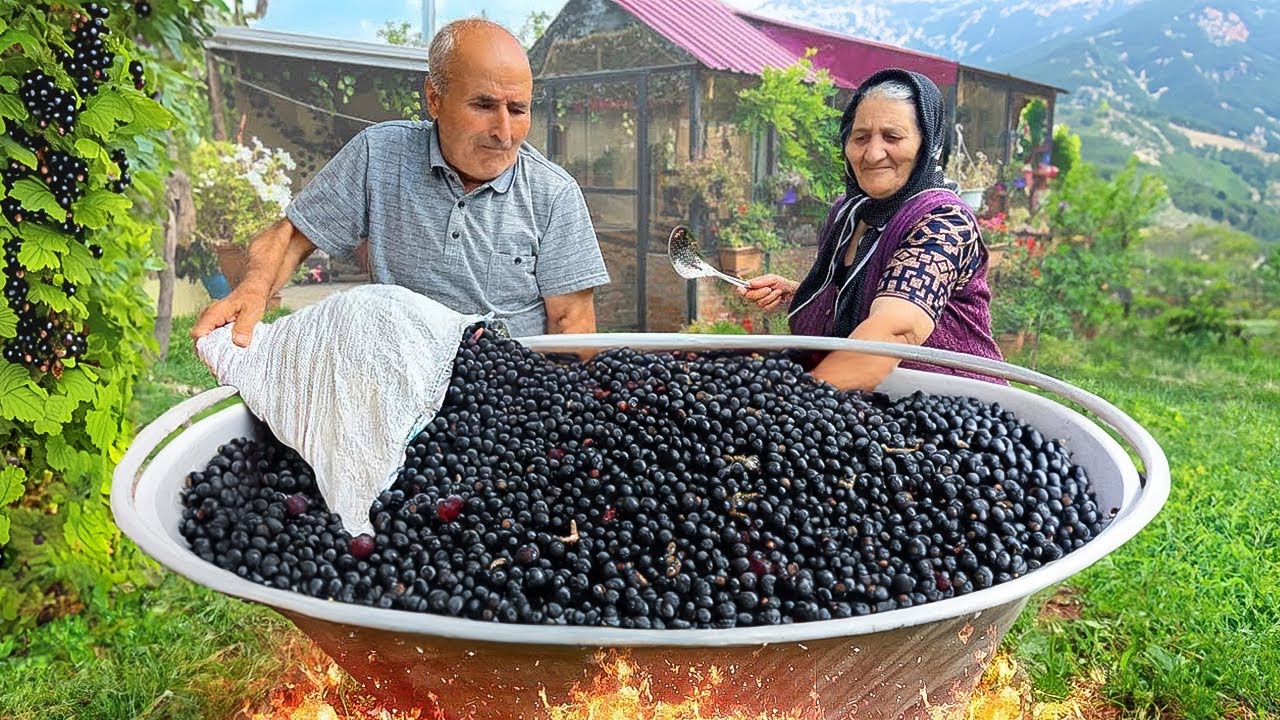 Органический Сбор Черной Смородины: Приготовление Большого Количества Варенья и Сока в Деревне!