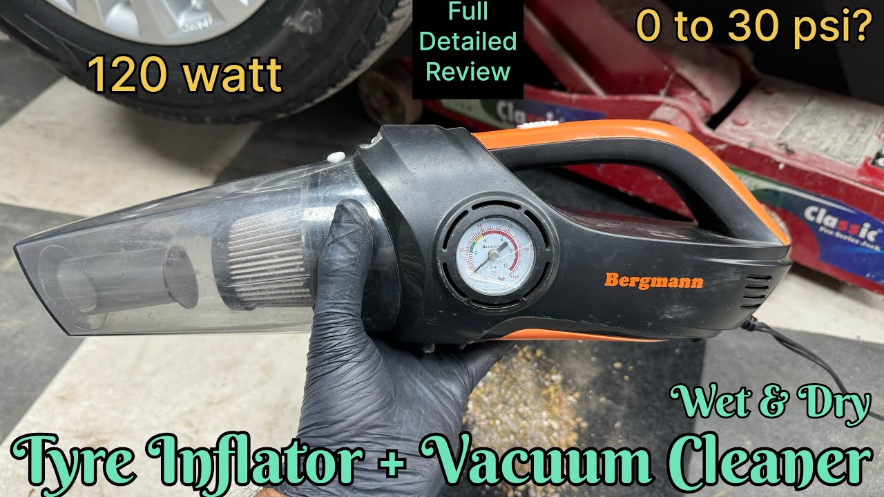 Best Vaccum Cleaner + Tyre Inflator For Car | wet & Dry | Bergmann Cyclonic 2 in 1 . Woscher Yearwin