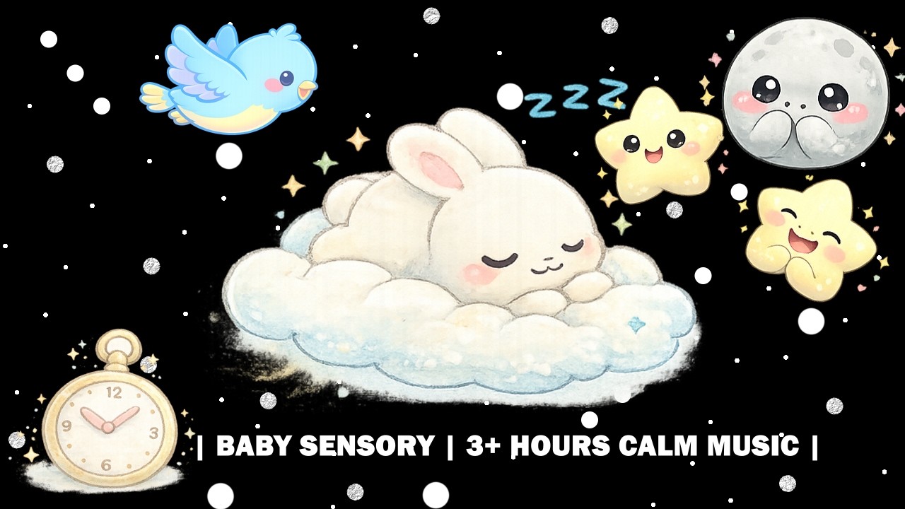 Baby Sensory 🐰🌙 | 3 Hours of Calming Visuals & Relaxing Music for Baby Sleep