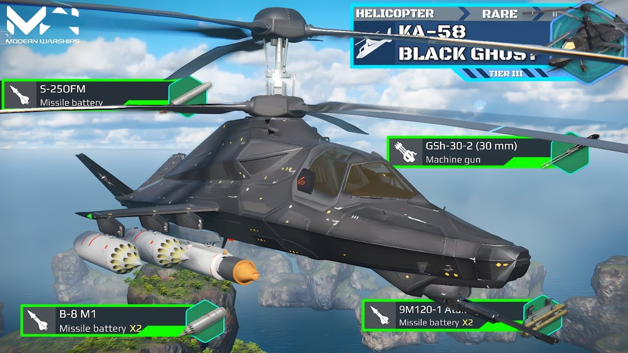 Ka-58 Black Ghost Helicopter after Revamp and Re-skin Review | Modern Warships
