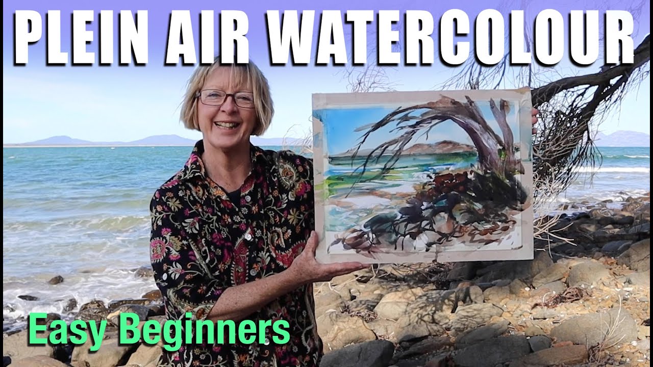 Plein Air Watercolor Painting at Swansea: easy beginners, big brush, creative style.