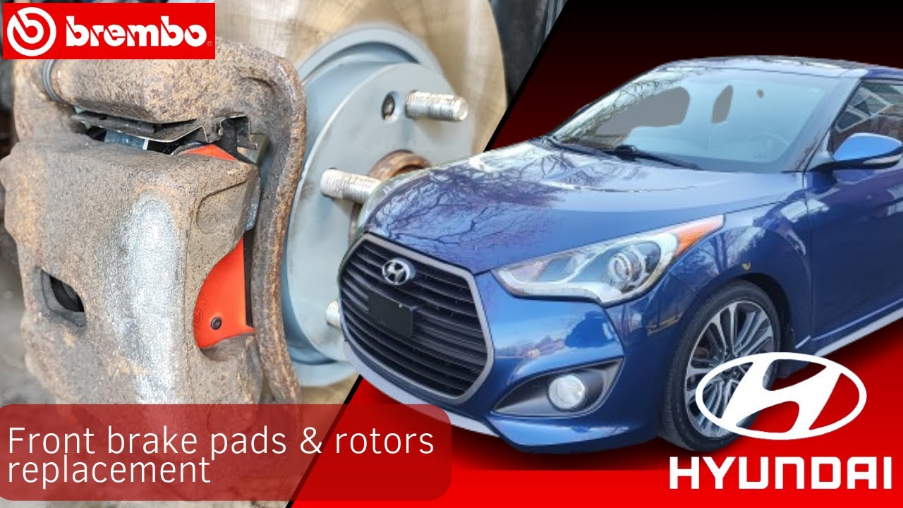 Как заменить передние тормозные колодки и диски Hyundai Veloster Turbo 2016 🔧 Шаг за шагом🔧