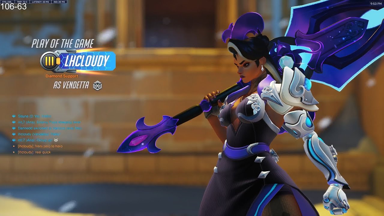 Лучший момент матча! LHCLOUDY VENDETTA, 20 сезон, Топ-500, Overwatch 2