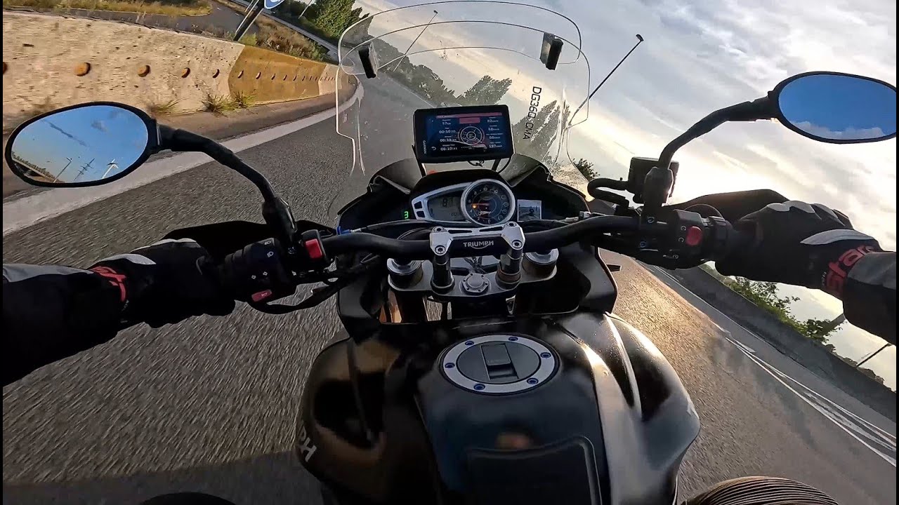 Triumph Tiger 1050 (tuned) is cruising when a pigeon collides.