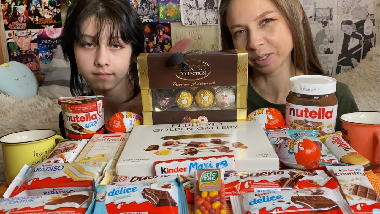 СЛАДКИЙ МУКБАНГ/ СЛАДОСТИ FERRERO ROCHER🍫/ NUTELLA/ KINDER/ RAFFAELLO/ КОНФЕТЫ/ ШОКОЛАД/ MUKBANG