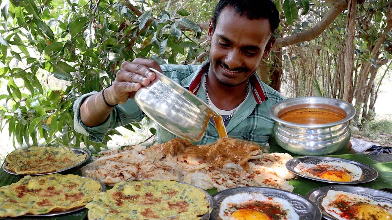 😋 Parotta Eating Challenge, Egg Omelette and Egg Half Boil Food Eating Challenge