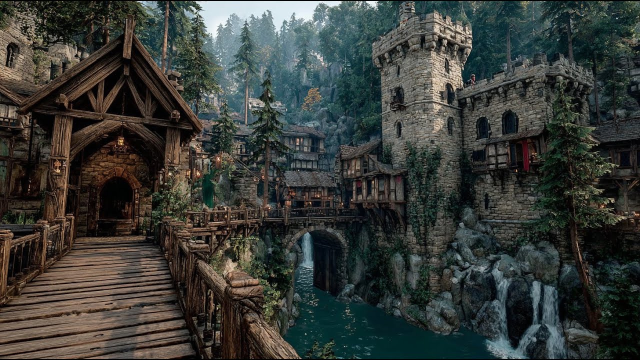 The Waterfall Citadel | Medieval Fantasy Music & Animated Ambience