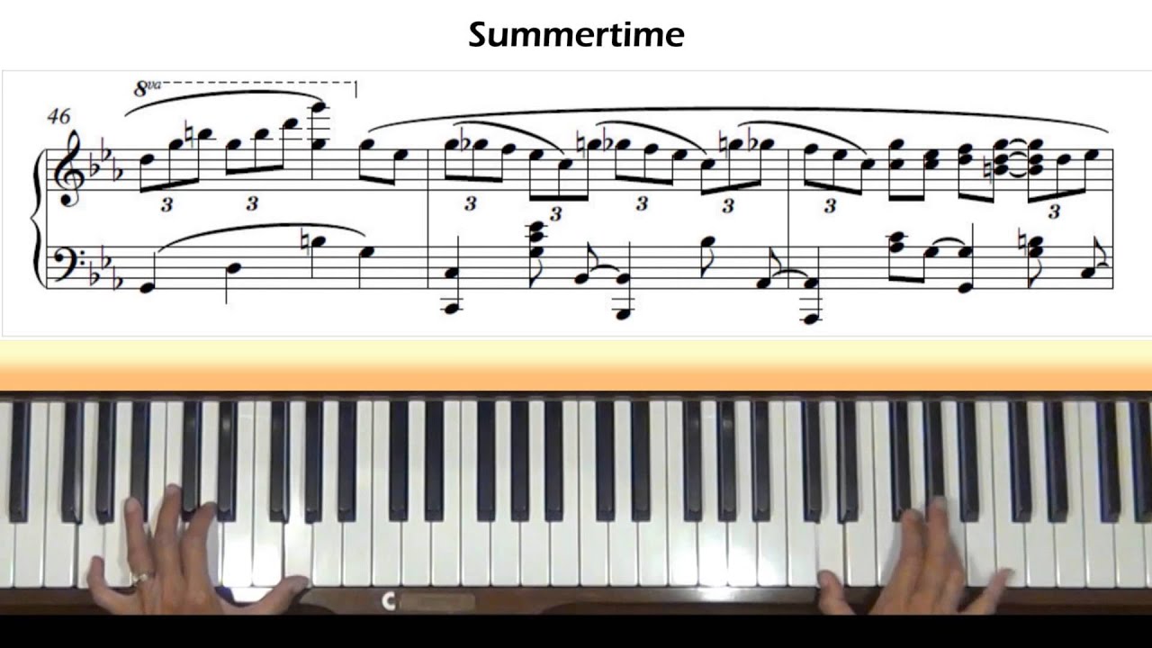 Gershwin / Cha'n Summertime Piano Tutorial (Jazz version)