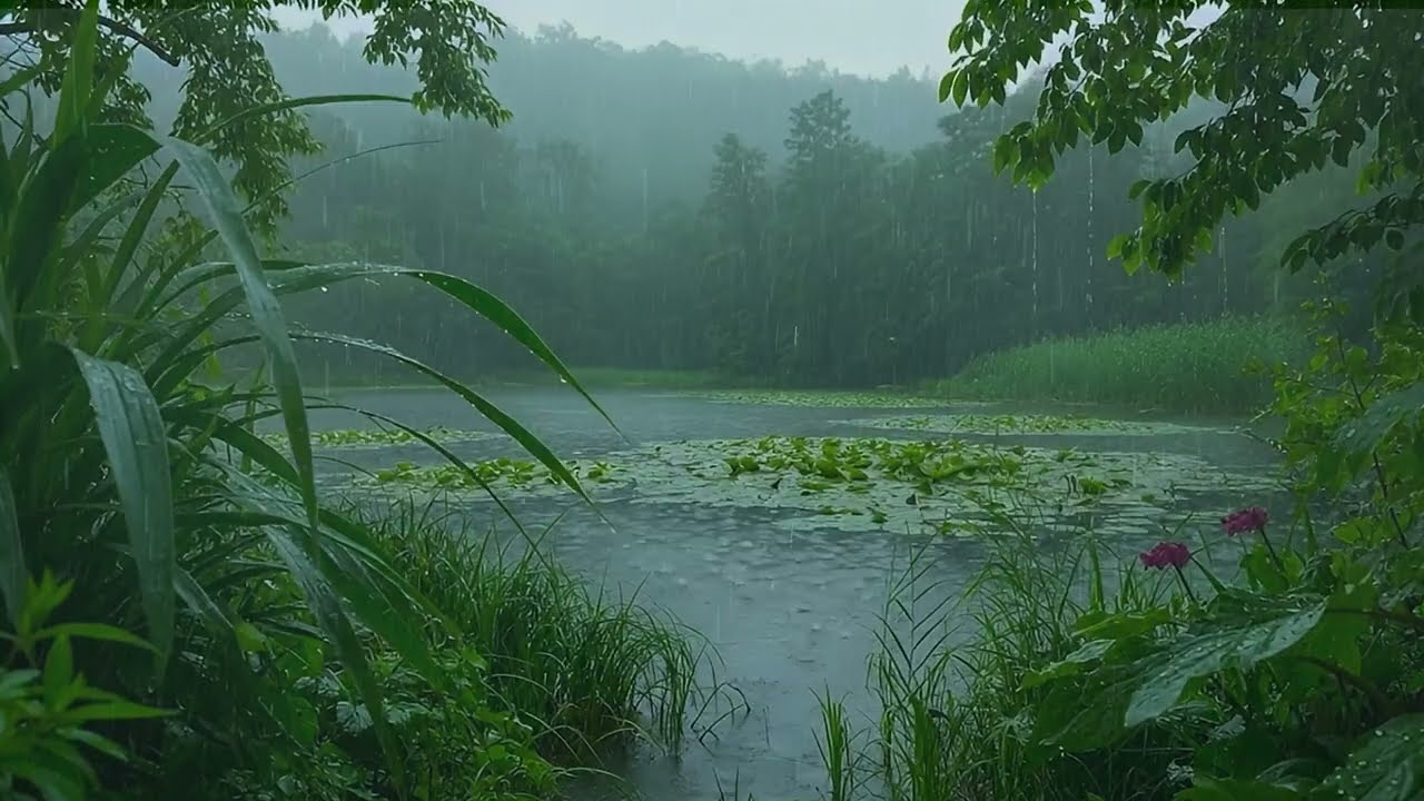 End Your Stress with Soothing Rain Beside Little Lake in the Forest | ASMR Rain to Sleep Deeply