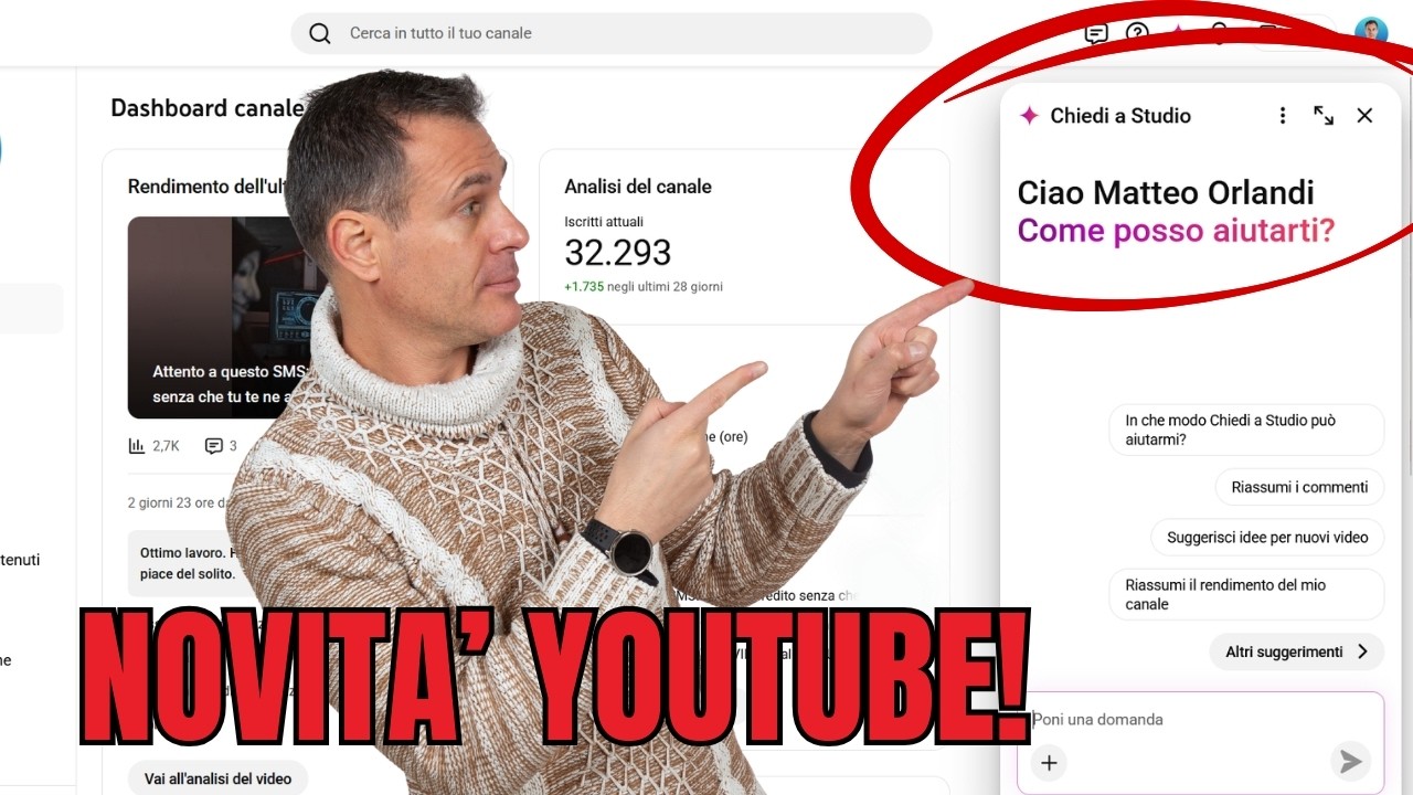 Sono arrivate le nuove funzioni IA in Youtube Studio e sono utilissime!