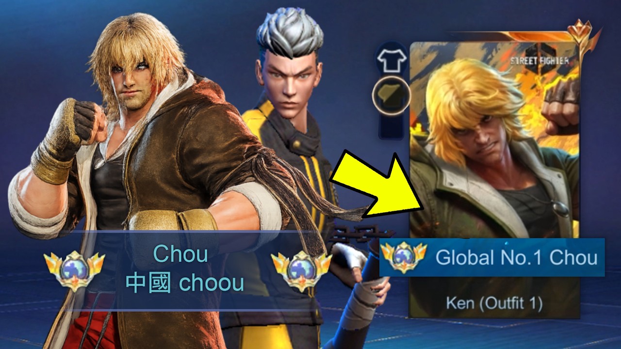 GLOBAL 1 CHOU TRY CHOU PAINTED STREET FIGHTER SKIN FOR THE FIRST TIME!! (instant savage) - MLBB