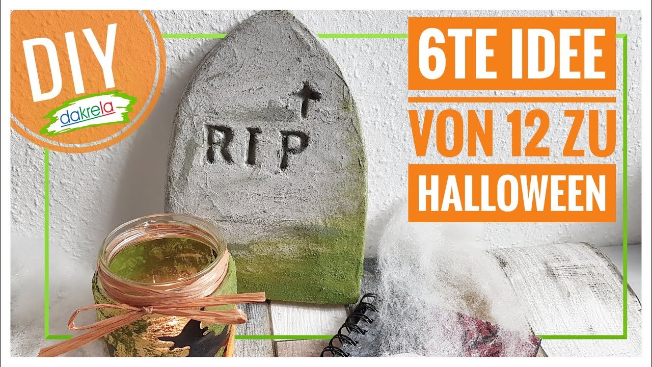 Kleinen Grabstein zur Deko basteln Halloween DIY Nr.6 von 12 Ideen [Tutorial | Anleitung | deutsch]