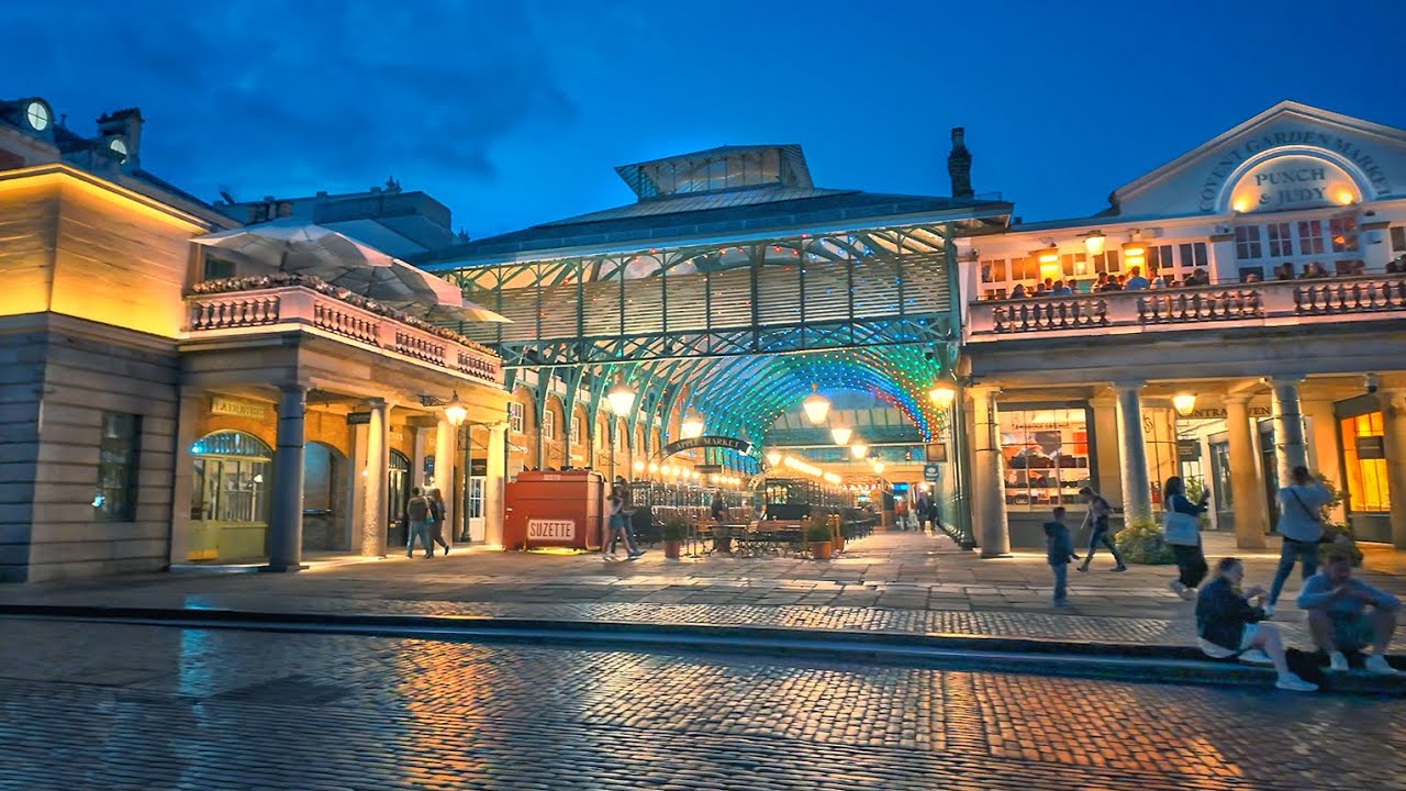 London Night Walk 2024, West End City Streets & Lights at Dusk · 4K HDR