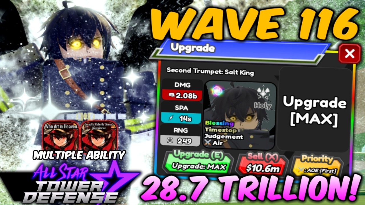 New 7 Star Second Trumpet TESTED in Material Orbs Farm (Wave 116) | All Star Tower Defense Roblox
