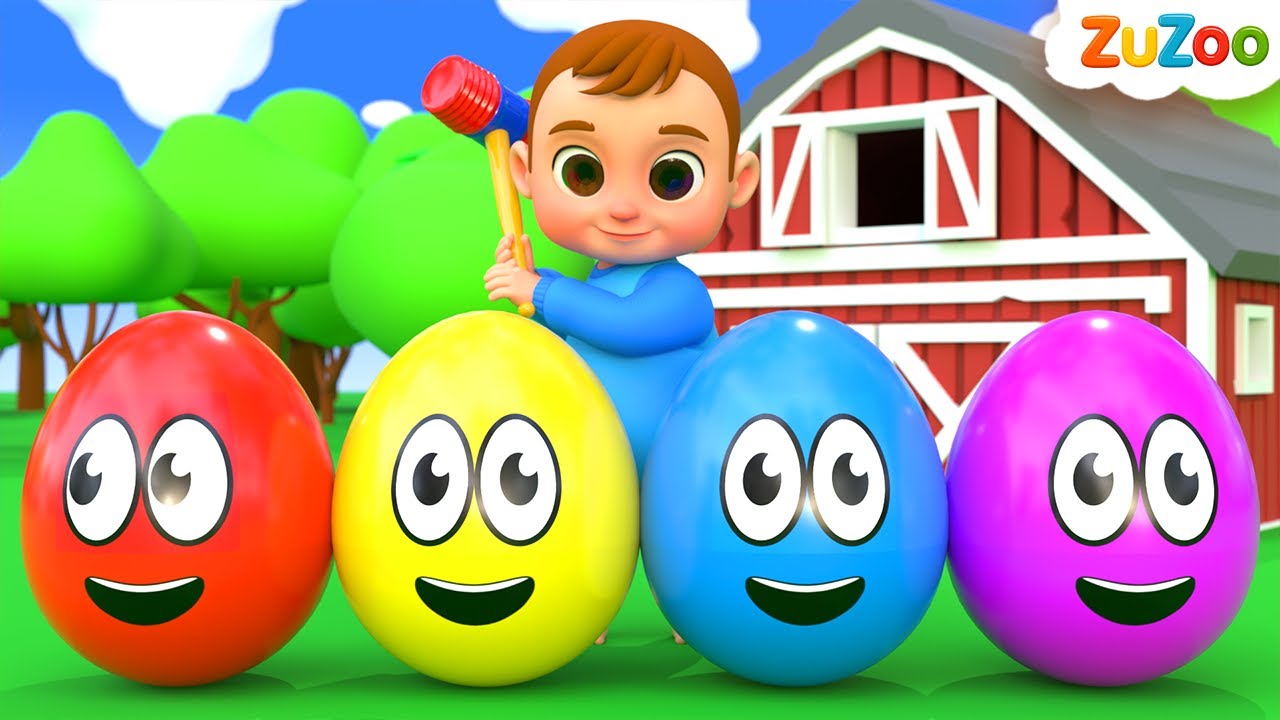 Baby 5 Color Eggs Song! | ZuZoo Nursery Rhymes & Kids Songs