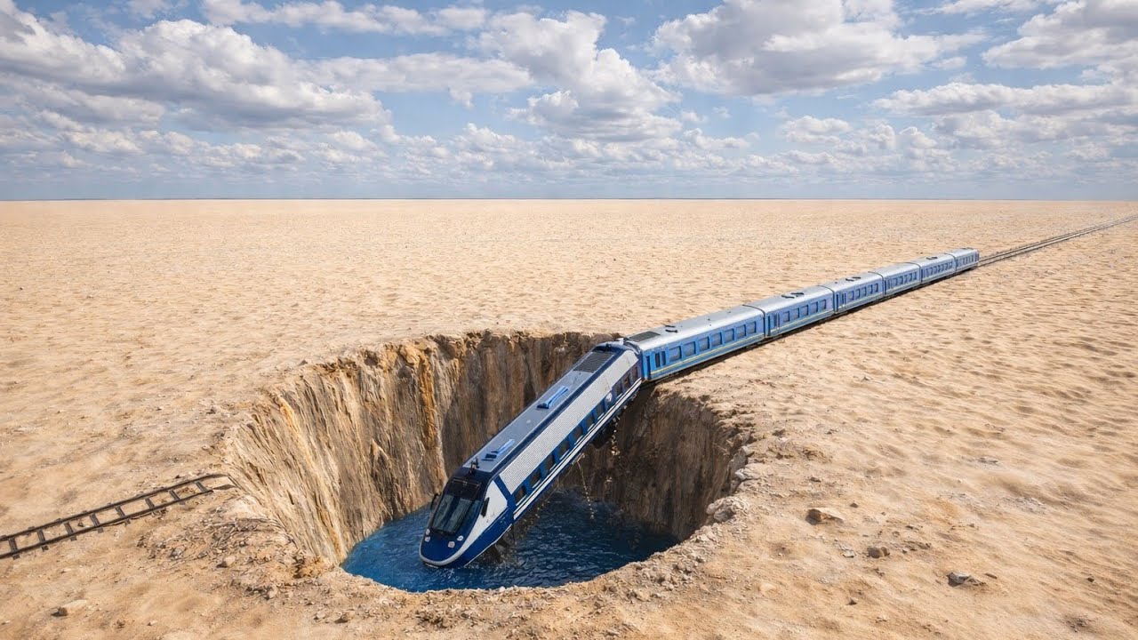 Train Falls Into Massive Sinkhole | Shocking Rail Accident
