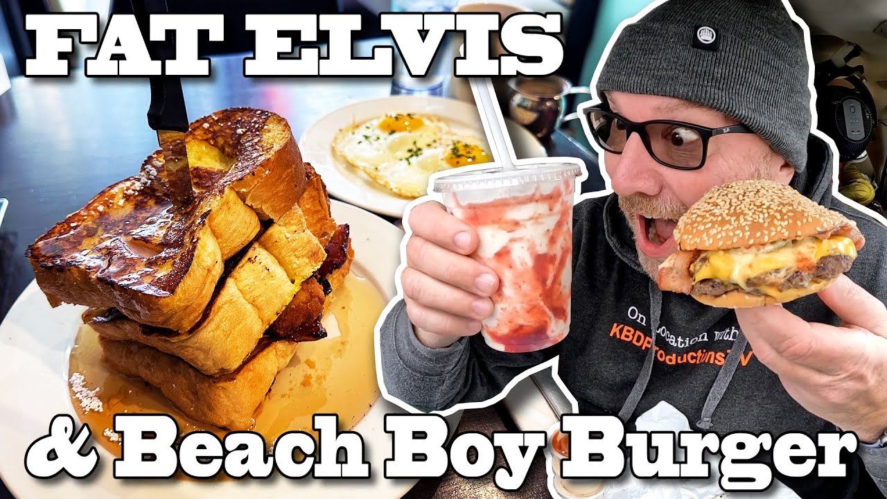 FAT ELVIS and Beach Boy Burger with a PB&J Milkshake