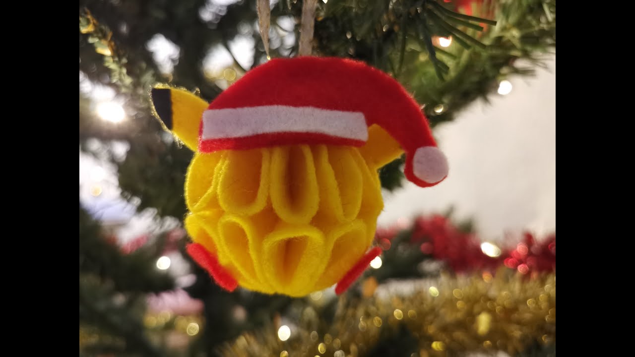 How to make Pikachu Felt Ball Xmas Ornament.