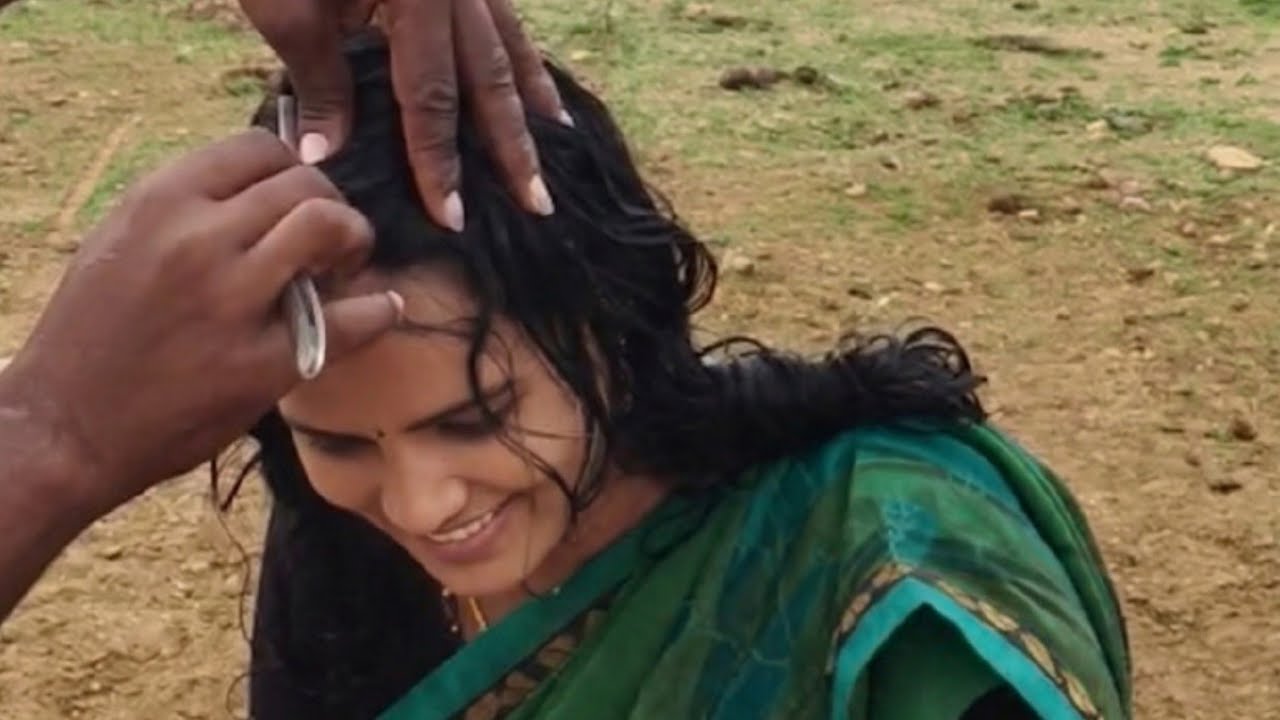 Village head shave with clear razor sound along with face shave