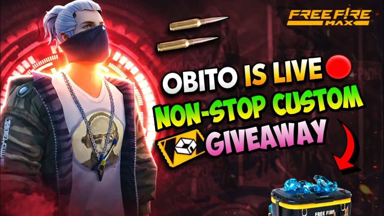 Obito is live 🔴  non stop custom giveaway 😱 ll free fire live stream video