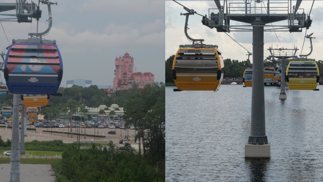 Disney Skyliner 2024 4K Путешествие по голливудским студиям Disney и курортам Pop Century/Art of ...