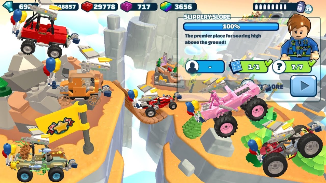 LHCA - Flying through Slippery Slope (With some vehicles 😅) Lego Hill Climb Adventures