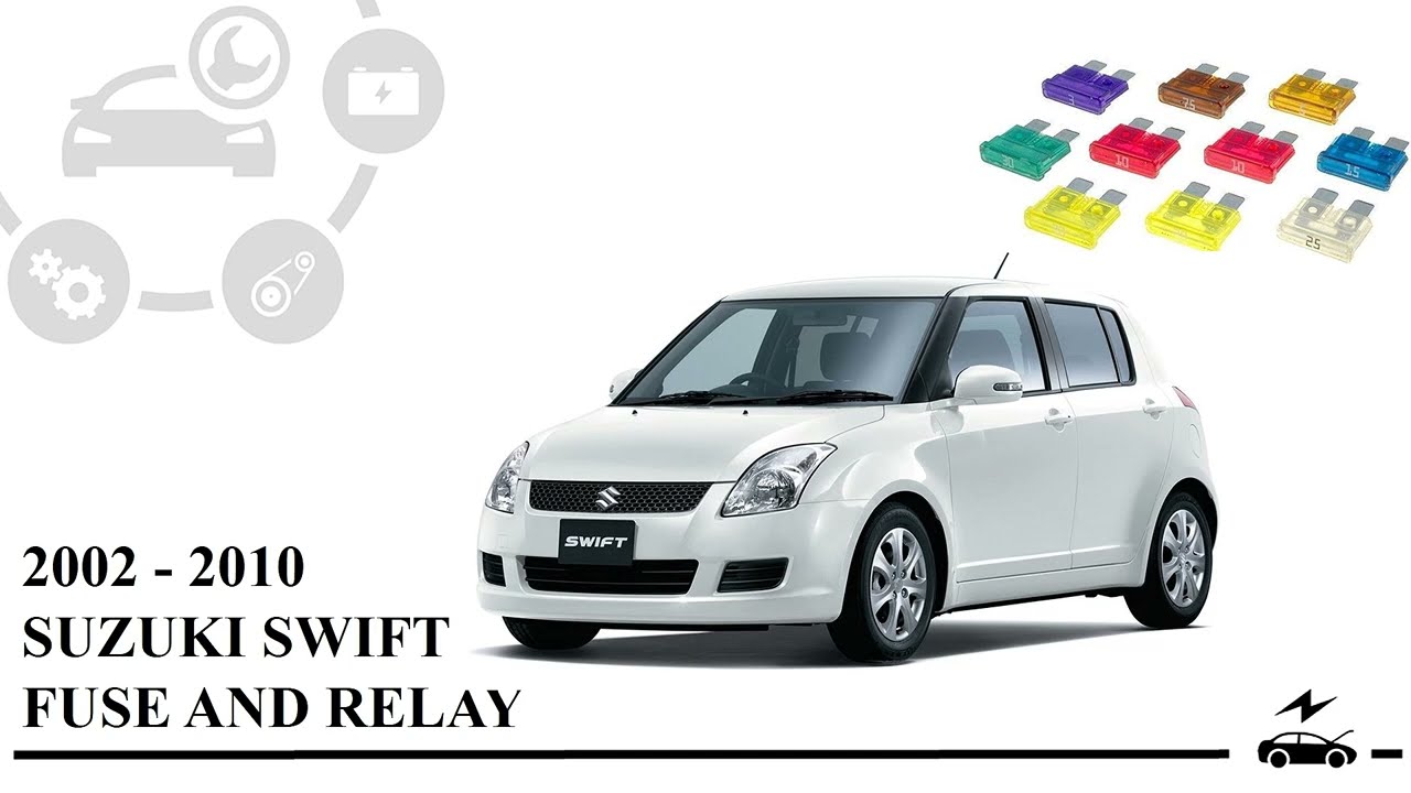 Fuse box diagram Suzuki Swift 2002 - 2010 relay with assignment and location