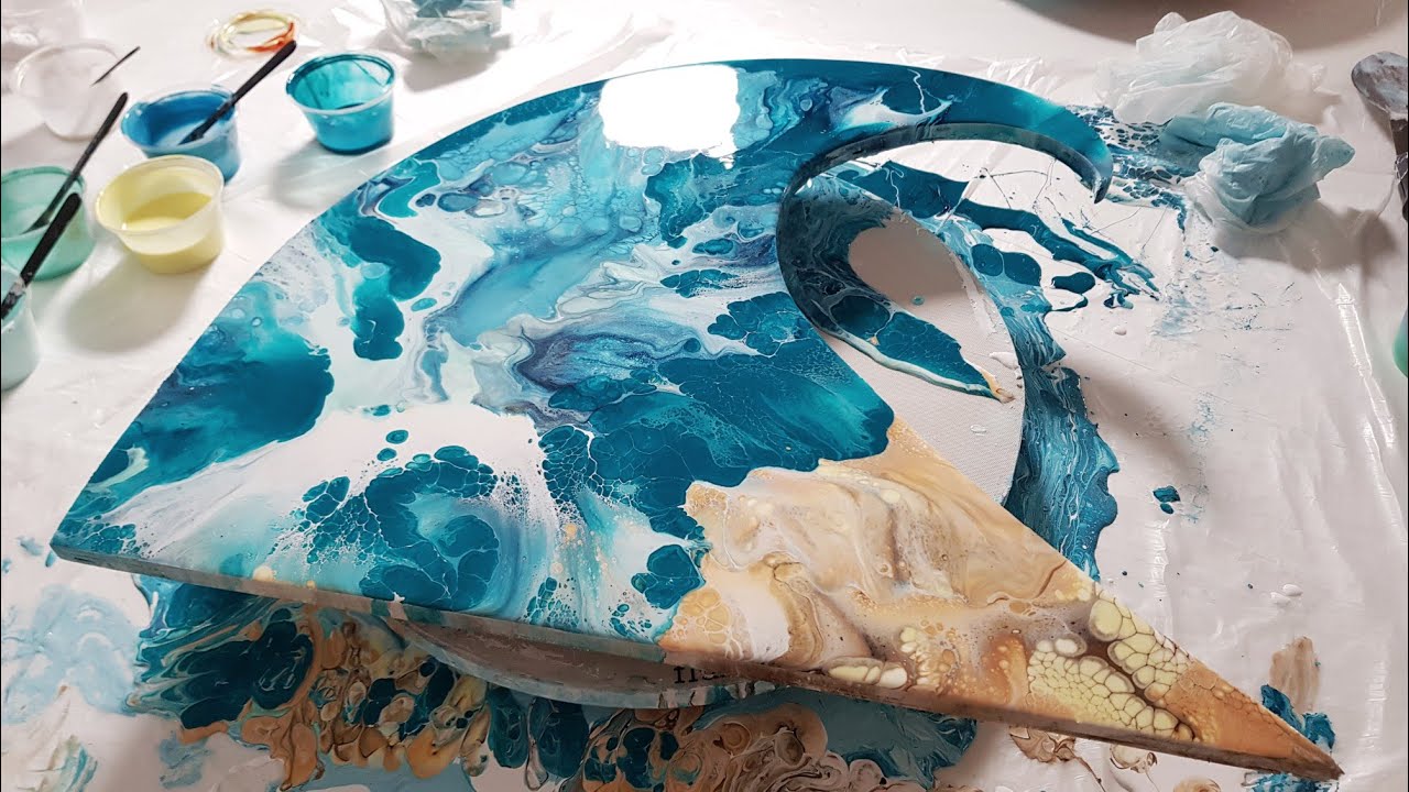 LACING GALORE! Spin Swip! and Beach on a Wave - Acrylic Pour Painting