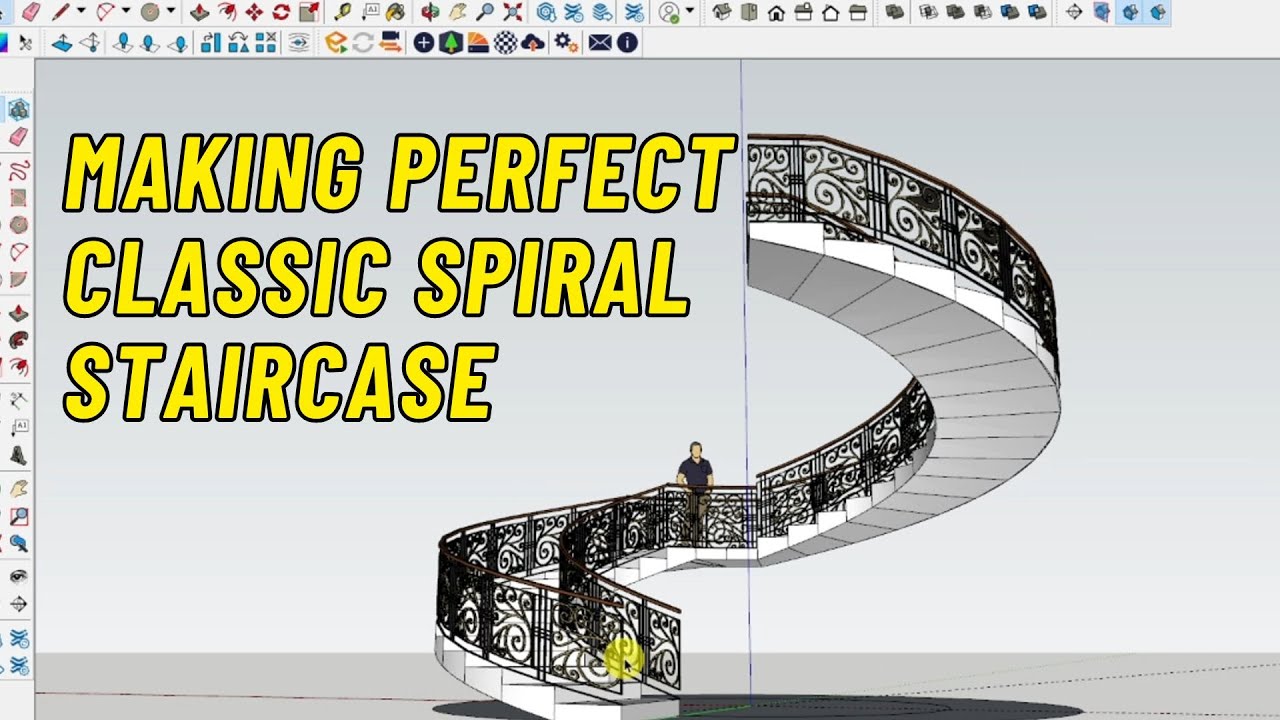 Step by step making perfect Classic Spiral Staircase Sketchup Tutorial