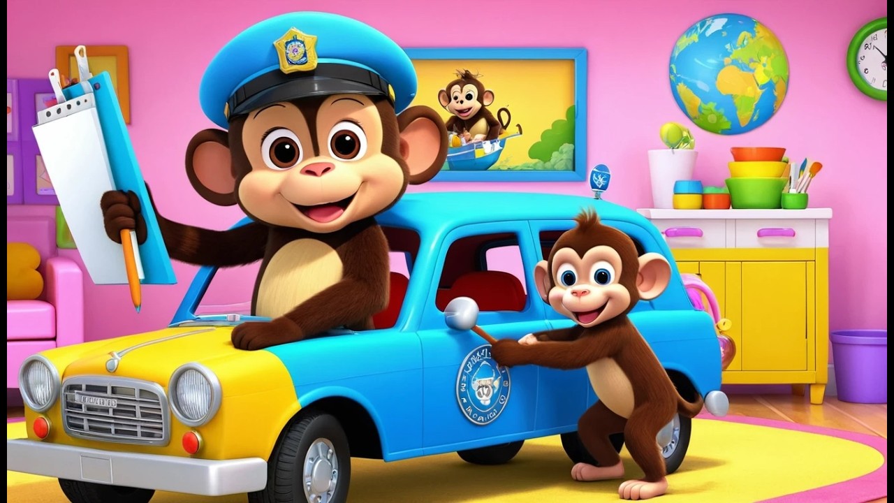 Les singes ont peint le poste de police e