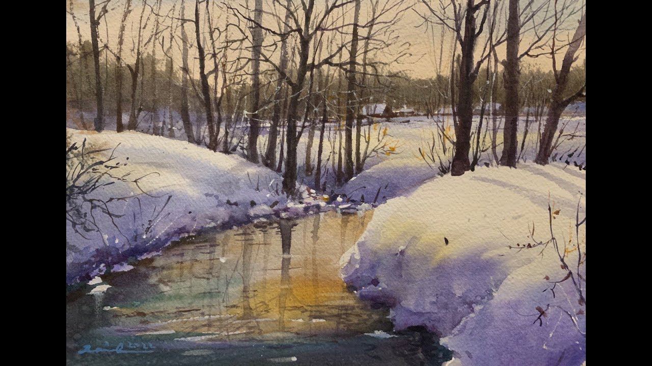 How paint a Snow Scene in Watercolor