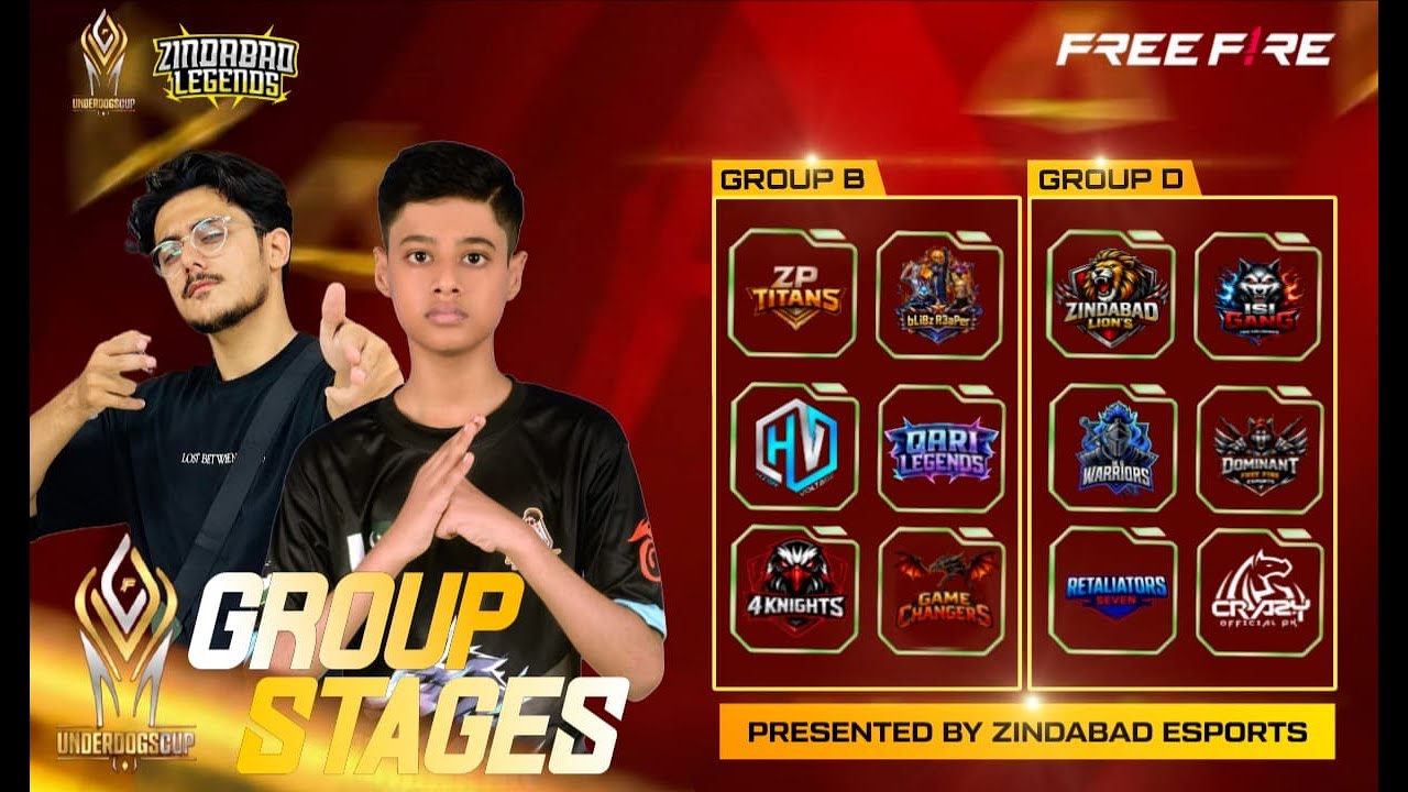 UNDERDOGS CUP |GROUP STAGES DAY 4 GROUP B VS D  | FT ZINDABAD ESPORTS @FreeFireEsportsPakistan