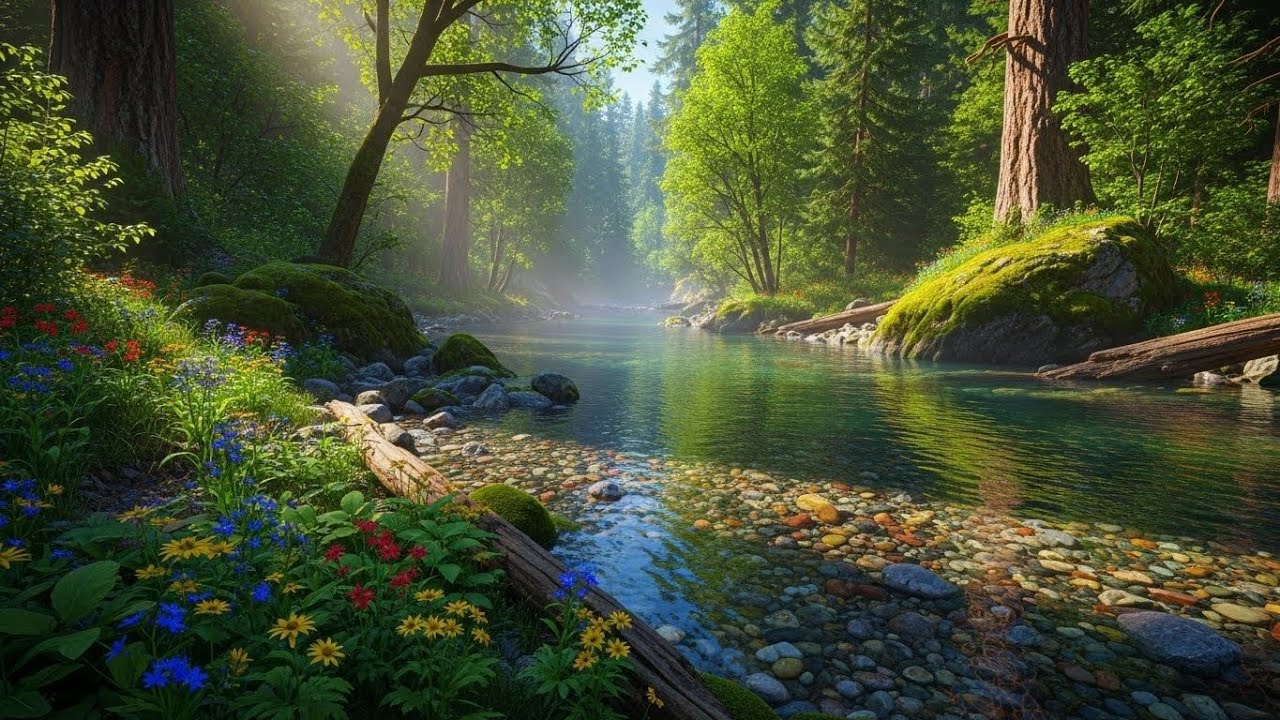 Forest Stream River 🌲🌊 Gentle Flowing Water for Sleep and Meditation #2638