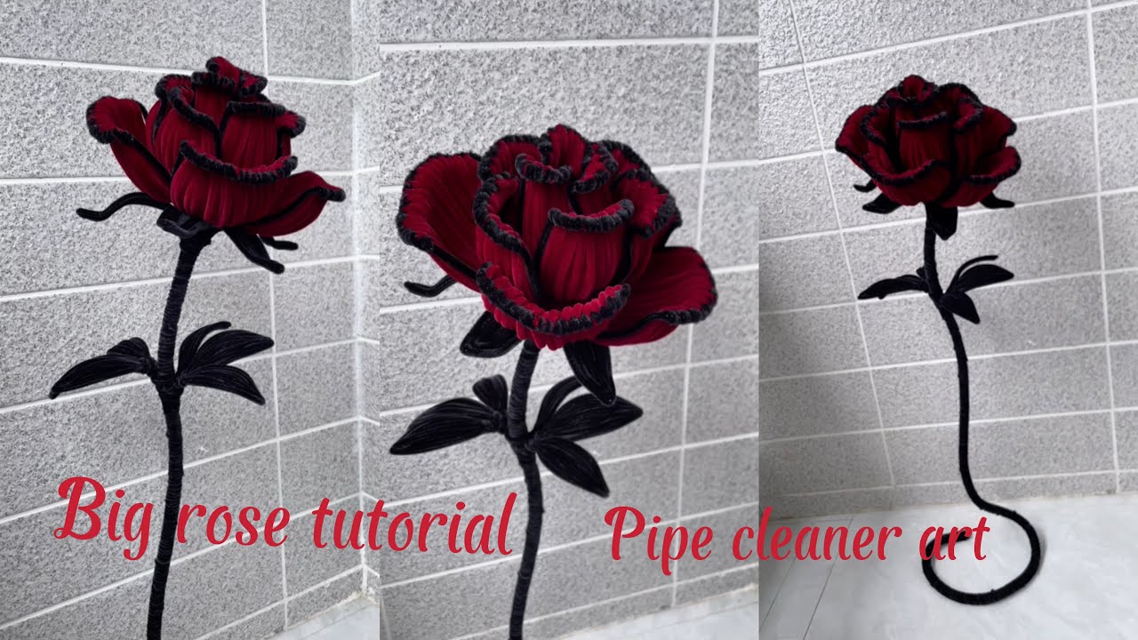 Big rose tutorial in pipe cleaner/ chenille stem | how to make big rose flower for home decoration