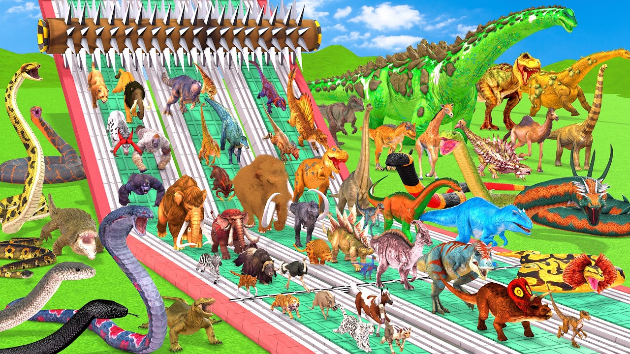 Animals Vs Dinosaurs Vs Reptiles Spike Roller Challenge Who Will Win? Animal Revolt Battle Simulator