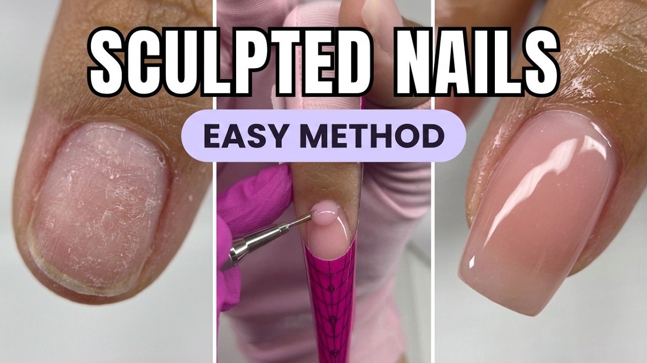 Easy Sculpted Hard Gel Nails for Damaged Nails | Beginner Friendly Hard Gel Tutorial