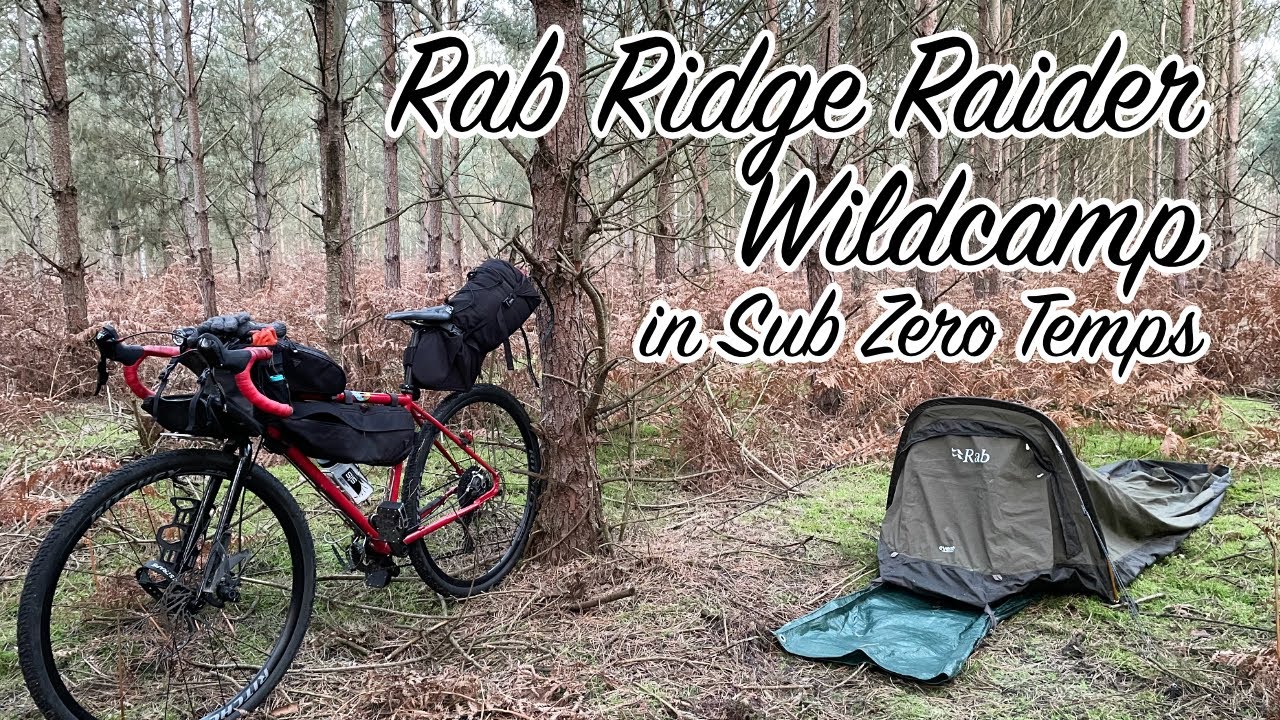 Sub zero Wildcamp in pine woods in a Rab ridge raider hooped bivi 114