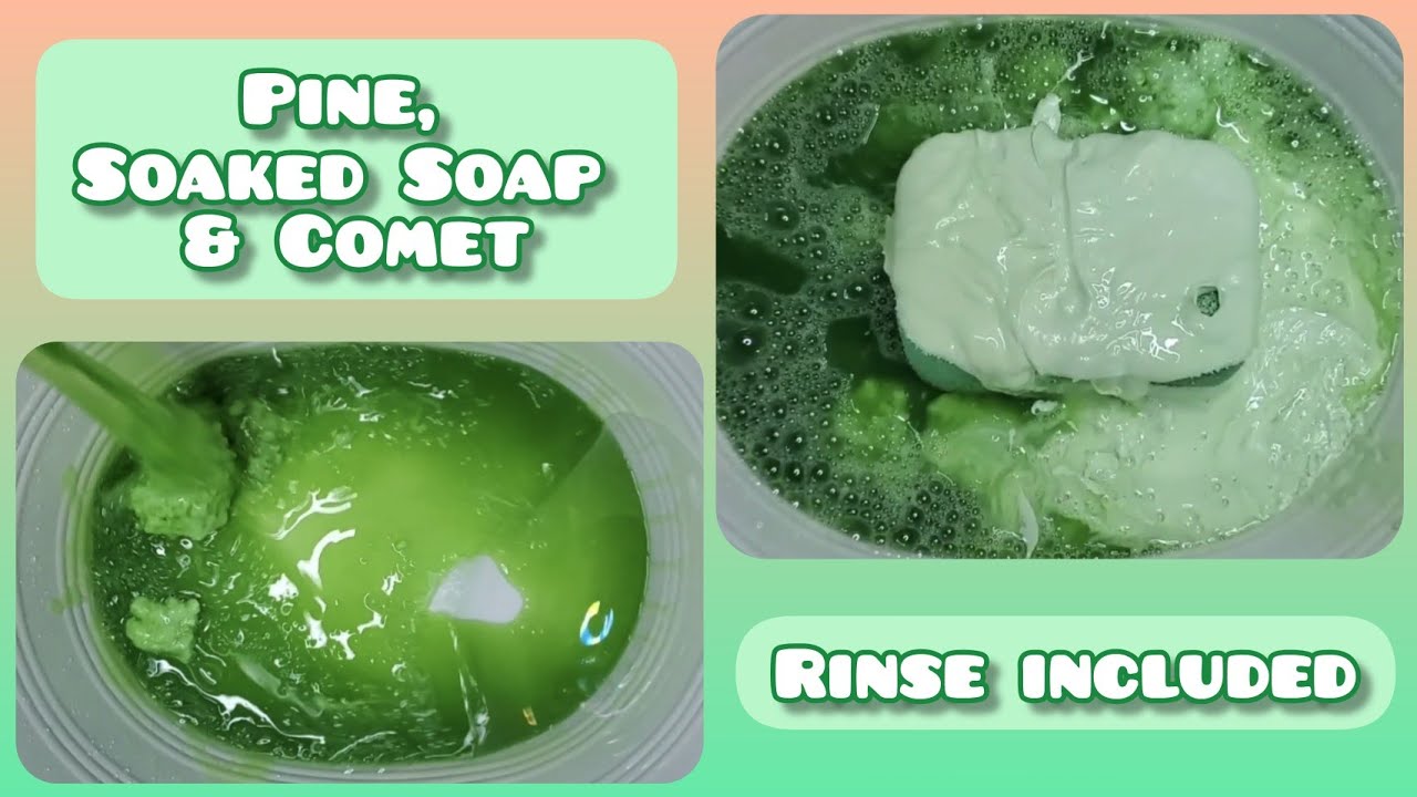 { ASMR } Sponge Squeezing - Pine, Soaked Soap & Comet Paste w/ Rinse