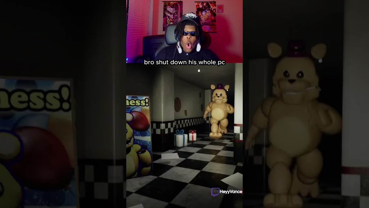 fredbear full sprinting is insane 😂 (Twitch/YT: HeyyVance)  #fnaf #horrorgaming