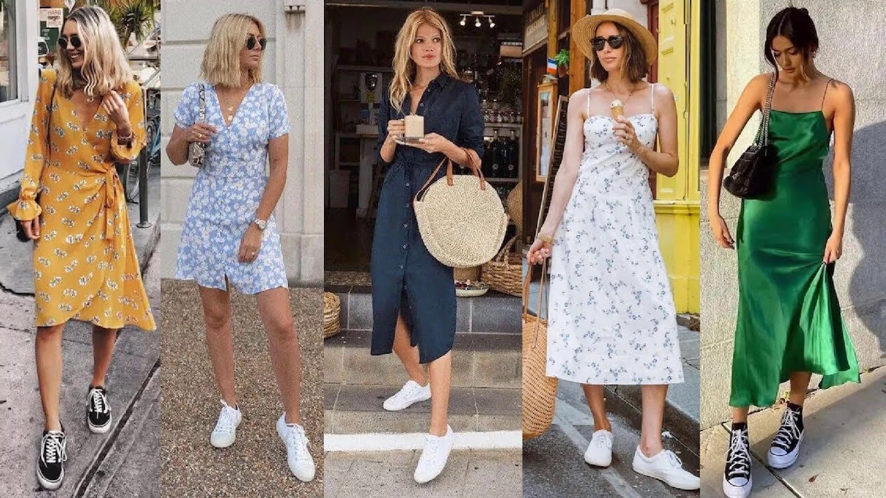 Dress With Sneakers Outfits Ideas | Women Sneakers Outfits | How to Style Sneakers