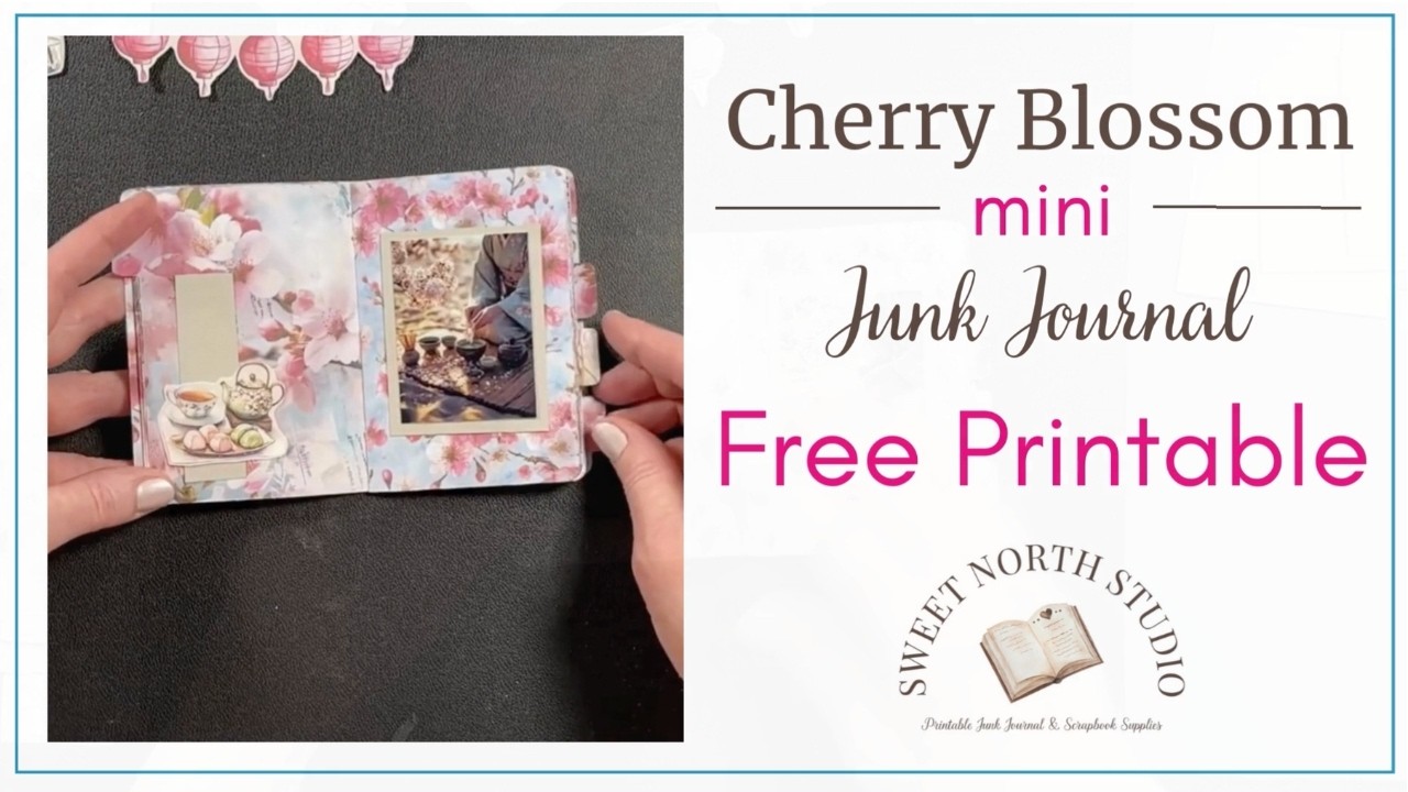 EASY Mini Junk Journal Tutorial 🌸 FREE Cherry Blossom Kit