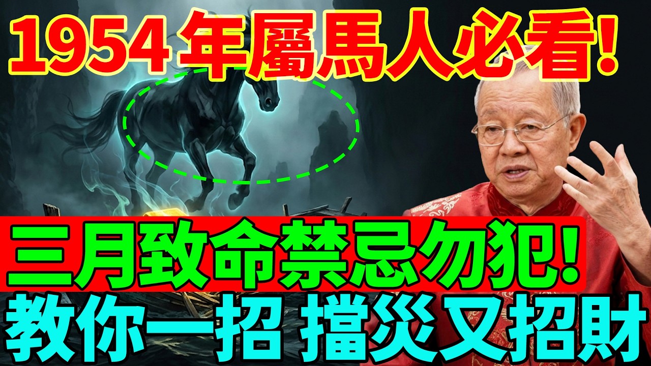 1954年屬馬人（虛歲73歲）：三月偏財極旺，但有一個致命禁忌！踩中直接把福報送人！#人生感悟 #人生智慧 #易經智慧 #曾仕強 #1954属马 #因果 #国学 #国学智慧 #国学经典 #居家風水
