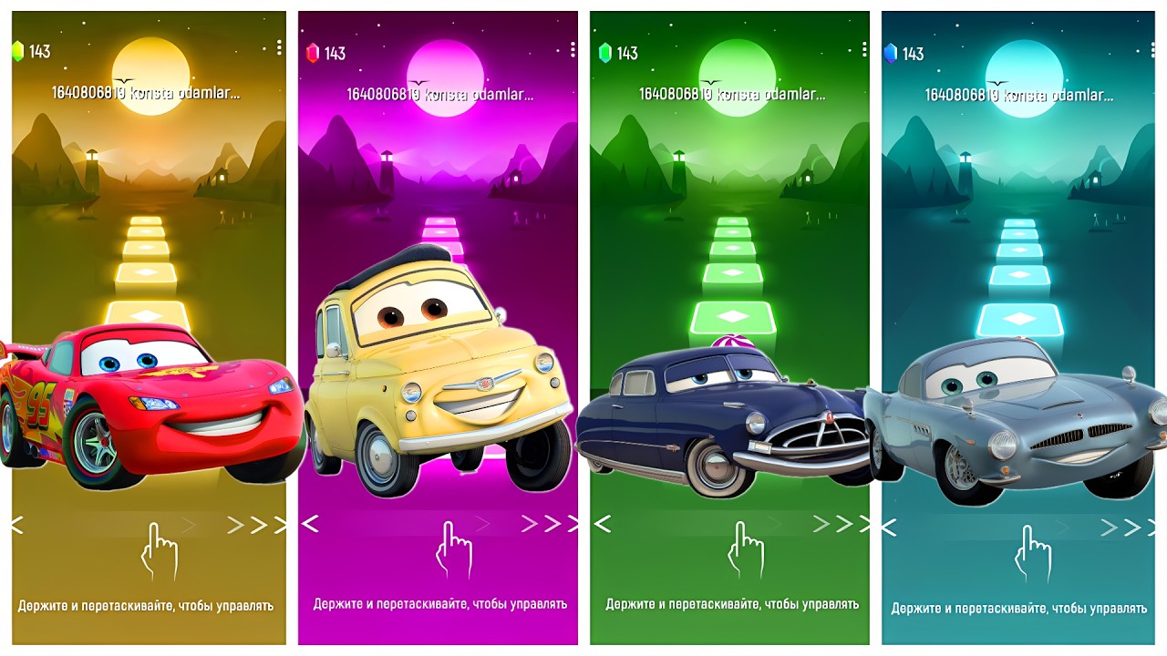 Cara - Lightning McQueen 🆚 Luigi 🆚 Doc Hudson 🆚 Finn McMissile 🎶 Tiles Hop EDM Rush