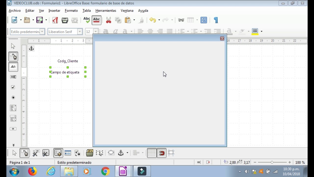 LibreOffice Base: Formularios Modo Diseños