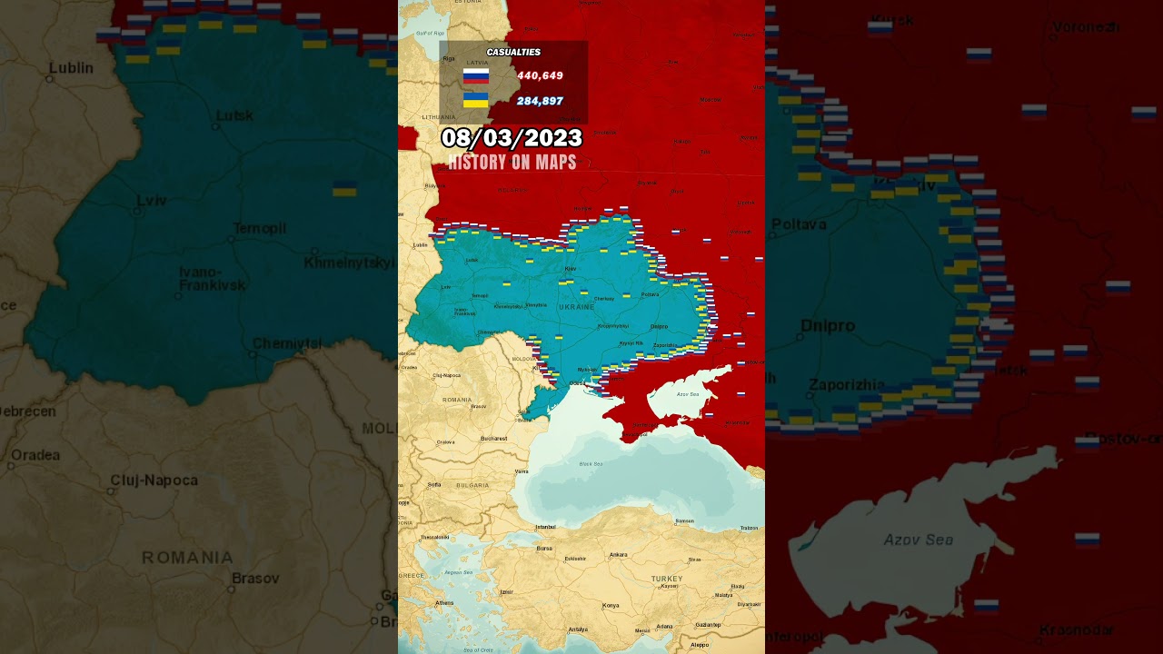 Russian Invasion of Ukraine (2022-Present) in 1 minute using Map